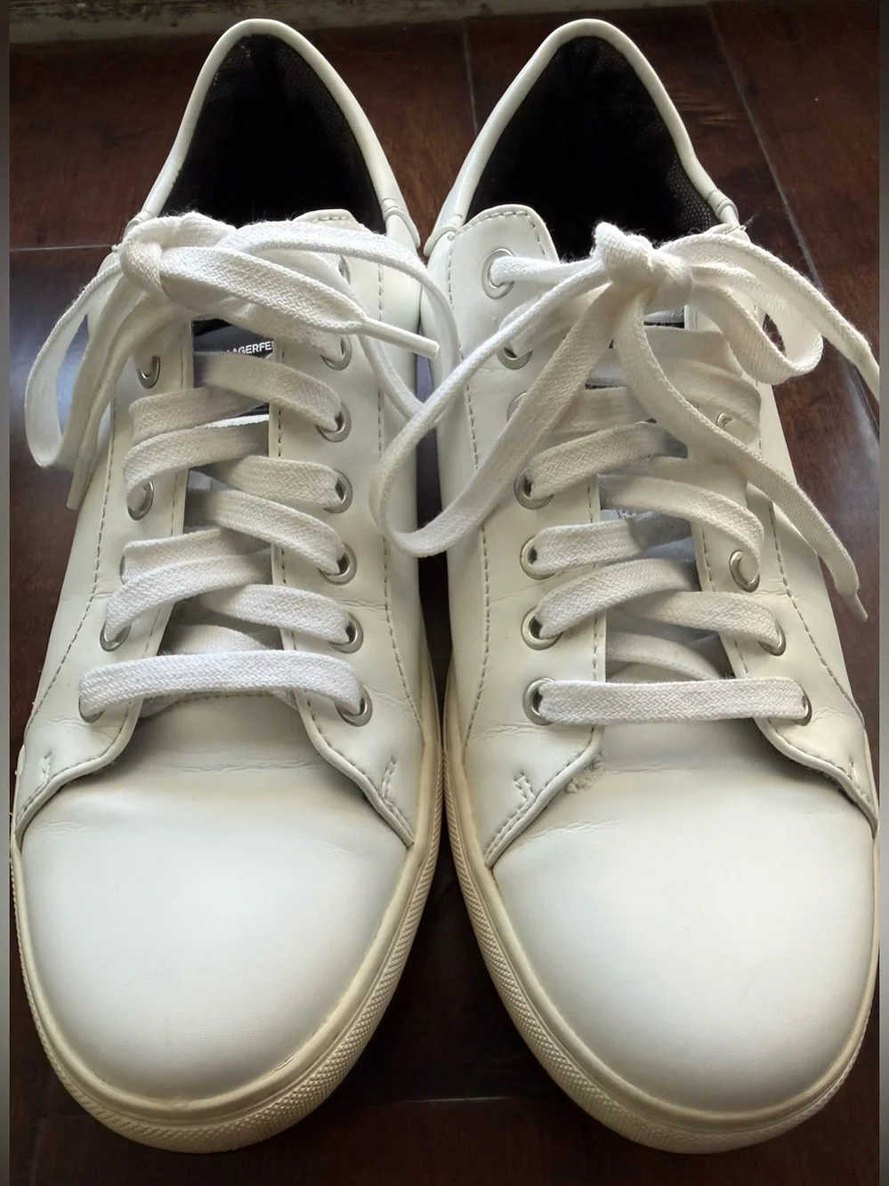 Karl Lagerfeld Paris White Leather Sawtooth Lug Sneakers Men’s 9.5 42.5